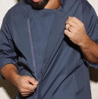 HARTFORD CHEF COAT LONG SLEEVE BLUE - SIZE MEDIUM
