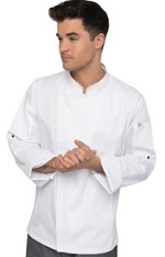 HARTFORD CHEF COAT LONG SLEEVE WHITE - SIZE MEDIUM