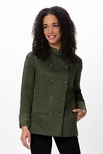 MOJAVE CHEF COAT WOMEN'S LONG SLEEVE OLIVE - SIZE XSMALL