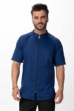 ARCADIA CHEF COAT MEN'S SHORT SLEEVE OCEAN BLUE - SIZE XLARGE