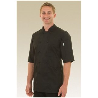 MONTREAL CHEF COAT SHORTSLEEVE BLACK - SIZE MEDIUM