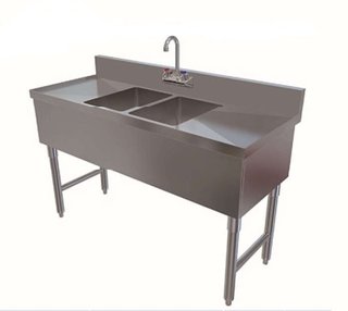 BAR SINK SS 2 COMP 48X18X33