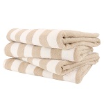 BEACH TOWEL STRIPED WHITE/BEIGE - DOZEN