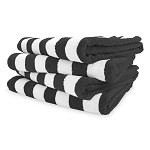 BEACH TOWEL STRIPED WHITE/BLACK - DOZEN