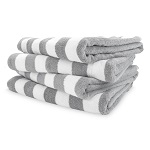 BEACH TOWEL STRIPED WHITE/GREY - DOZEN