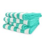 BEACH TOWEL STRIPED WHITE/GREEN - DOZEN
