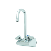 4" WALL MOUNT FAUCET - 5.5" SWIVEL GOOSENECK, CERAMIC CARTRIDGES