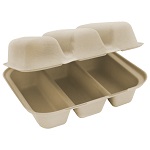 3-COMPARTMENT FIBER TACO TRAY - CASE OF 10 PACK