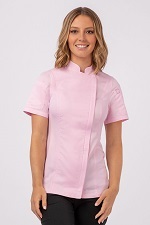 SPRINGFIELD CHEF COAT WOMEN'S SHORT SLEEVE PINK - SIZE SMALL