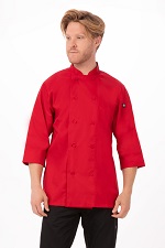 MOROCCO CHEF COAT 3/4 SLEEVE RED - SIZE SMALL