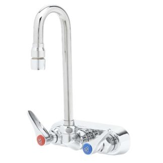 4" WALL MOUNT FAUCET - 3" SWIVEL GOOSENECK, COMPRESSION CARTRIDGES