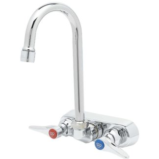 4" WALL MOUNT FAUCET - 4-3/8" SWIVEL GOOSENECK, COMPRESSION CARTRIDGES
