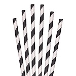 STRAWS PAPER 5.75" WRAPPED BLACK/WHITE TBD - CASE OF 6 PACK