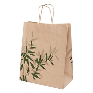 FEEL GREEN KRAFT BAG W/HANDLE 26X14X32CM- CASE OF 250 EACH