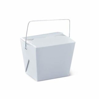 CHINESE TAKE OUT BOX 32oz WHITE SQUARE W/HANDLE - CASE OF 500 EACH