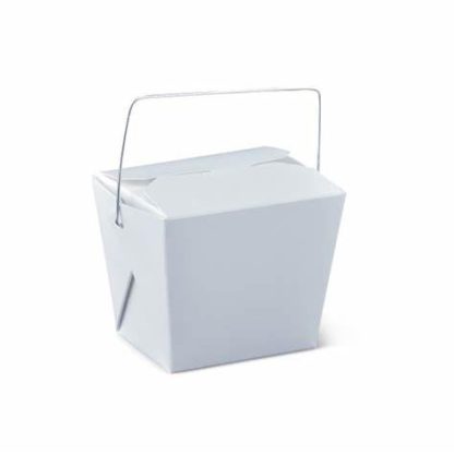 CHINESE TAKE OUT BOX 32oz WHITE SQUARE W/HANDLE - CASE OF 500 EACH