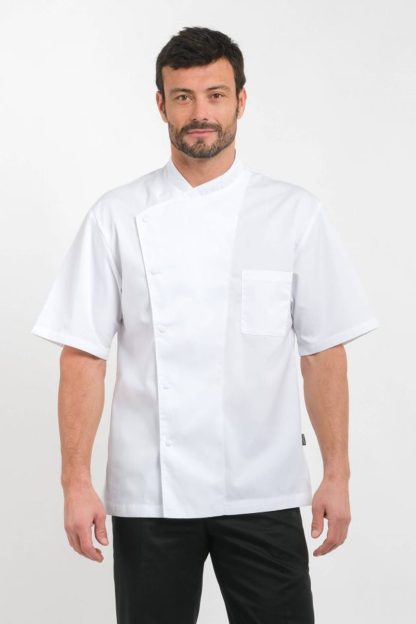 JULIUS CHEF COAT SHORT SLEEVES WHITE - SIZE SMALL/34