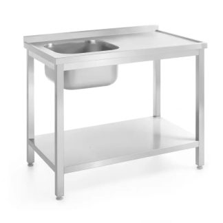 CHEF TABLE SS, 40"x28", WITH LEFT SINK & SHELF (100X70CM)
