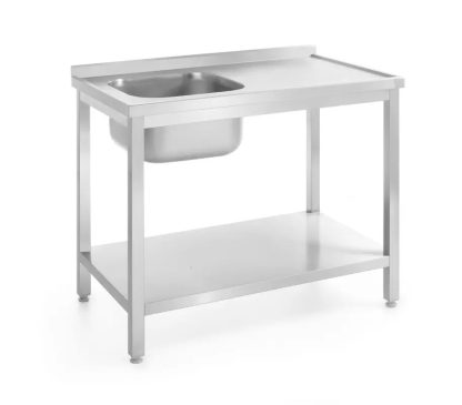 CHEF TABLE SS, 40"x28", WITH LEFT SINK & SHELF (100X70CM)