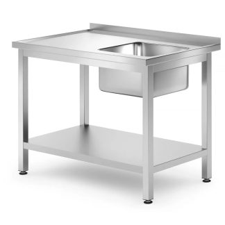CHEF TABLE SS, 40"x28", WITH RIGHT SINK & SHELF (100X70CM)