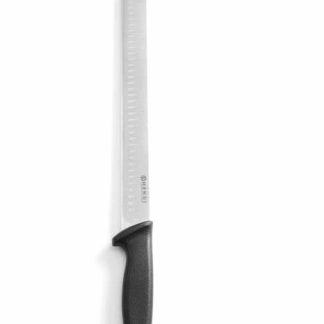 HAM/SALMON KNIFE BLACK WITH GRANTON EDGE 35CM