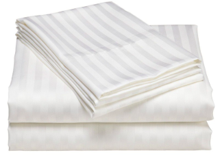 T250 SATIN STRIPE KING SIZE FLAT SHEET 108"X120" WHITE - DOZEN